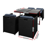 Gardeon Outdoor Dining Set 5 Piece Wicker Table Chairs Setting Black Chez Guru